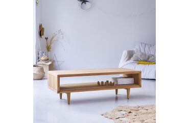 Table basse Jonàk en teck massif, rectangulaire 120 x 50 cm