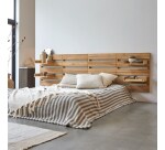 Tête de lit avec étagères en bois de teck Urbain H 76 x L 270 x P 5 cm