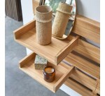 Tête de lit avec étagères en bois de teck Urbain H 76 x L 270 x P 5 cm