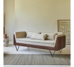 Canapé droit Metric en palissandre massif et tissu, 3 places