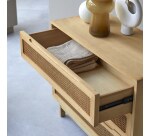 Commode en orme massif et cannage Luis