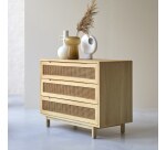 Commode en orme massif et cannage Luis