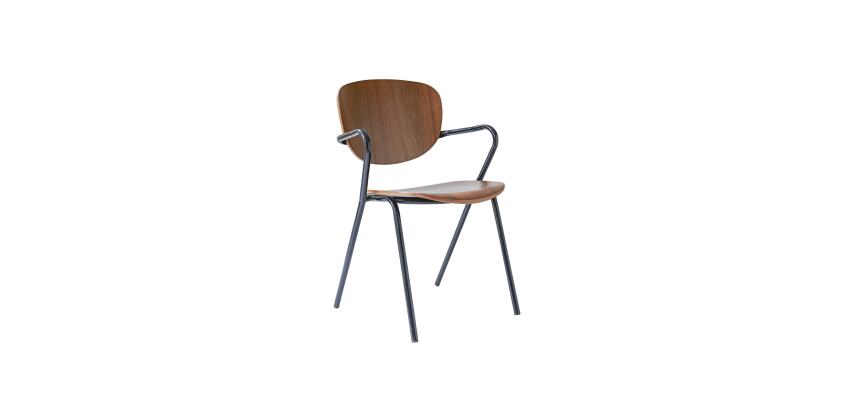 Chaise Ada en noyer et métal