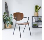 Chaise Ada en noyer et métal