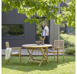 Ensemble d'extérieur en bois de teck Andria 2 H 75 x L 120 x P 120 cm