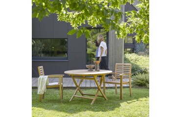 Ensemble d'extérieur en bois de teck Andria 2 H 75 x L 120 x P 120 cm