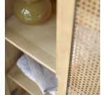 Armoire de rangement en orme massif et cannage Luis