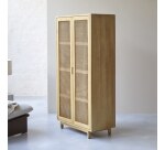 Armoire de rangement en orme massif et cannage Luis