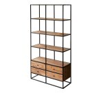 Bibliothèque en bois d'acacia massif et métal Agra