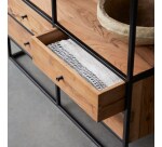 Bibliothèque en bois d'acacia massif et métal Agra