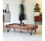 Table basse Bonnie en palissandre massif, rectangulaire 120 x 68 cm