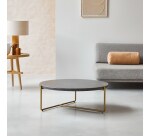 Table basse Anatole grey en Terrazzo et métal Ø 80 cm