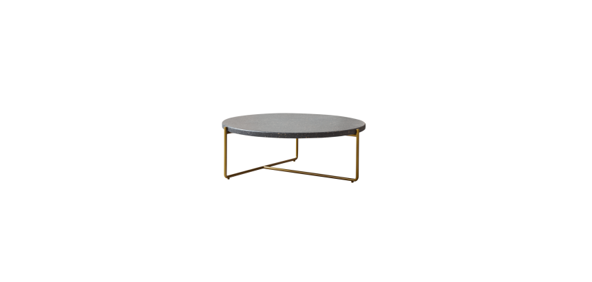 Table basse Anatole grey en Terrazzo et métal Ø 80 cm