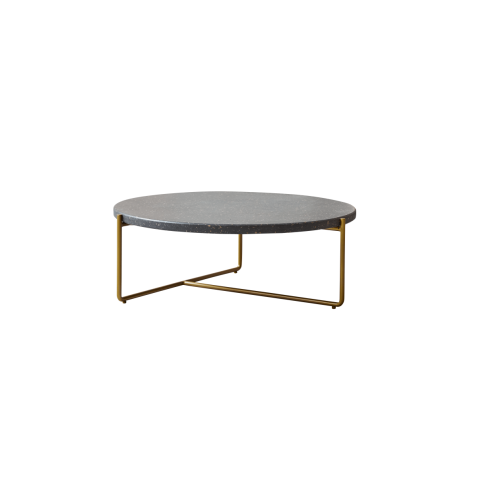 Table basse Anatole grey en Terrazzo et métal Ø 80 cm