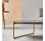 Table basse Anatole grey en Terrazzo et métal Ø 80 cm