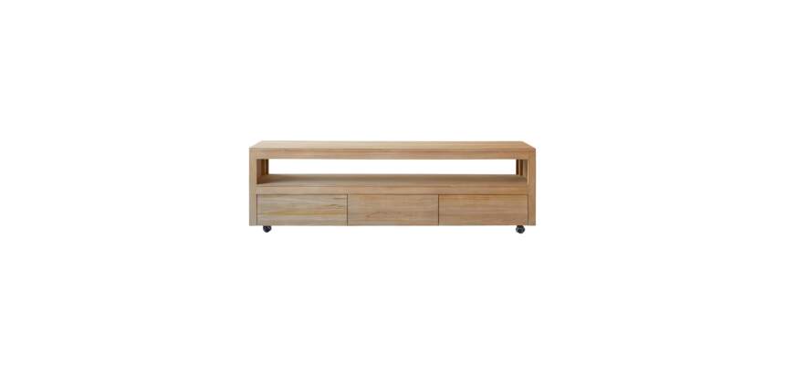 Meuble TV en bois de teck Anoa H 55 x L 180 x P 45 cm