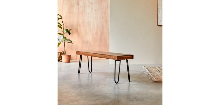 Banc Helga en palissandre massif, largeur 135 cm
