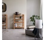 Bibliothèque basse en teck massif Sera