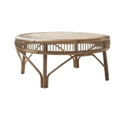 Table basse en tiges de rotin Zita H 40 x L 90 x P 90 cm