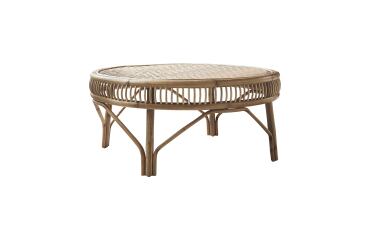 Table basse en tiges de rotin Zita H 40 x L 90 x P 90 cm