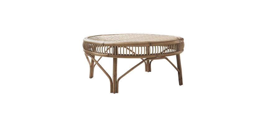 Table basse en tiges de rotin Zita H 40 x L 90 x P 90 cm