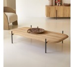 Table basse Honorine en teck massif rectangulaire  140 x 75 cm