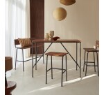 Table haute Talia en bois de palissandre et métal L 140 x P 85 cm