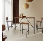 Table haute Talia en bois de palissandre et métal L 140 x P 85 cm