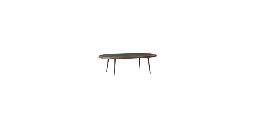 Table basse Jade en palissandre massif et marbre vert 120 x 60 cm