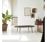 Table basse Jade en palissandre massif et marbre vert 120 x 60 cm