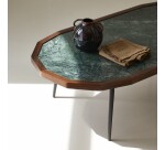 Table basse Jade en palissandre massif et marbre vert 120 x 60 cm