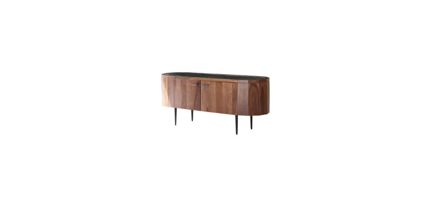 Meuble TV Jade en palissandre massif et marbre L 130 cm