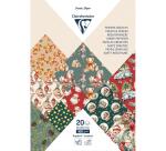 PAPIERS IMPRIMÉS, Bloc de 20 feuilles à motifs 160g/m2 au format A4 (21x29,7cm) + 1 idée créative - Souvenirs de Noël - Multicolore