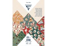 PAPIERS IMPRIMÉS, Bloc de 20 feuilles à motifs 160g/m2 au format A4 (21x29,7cm) + 1 idée créative - Souvenirs de Noël - Multicolore