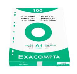 Pk100 Exa Rec Card 21x29.7cm Plain White - White