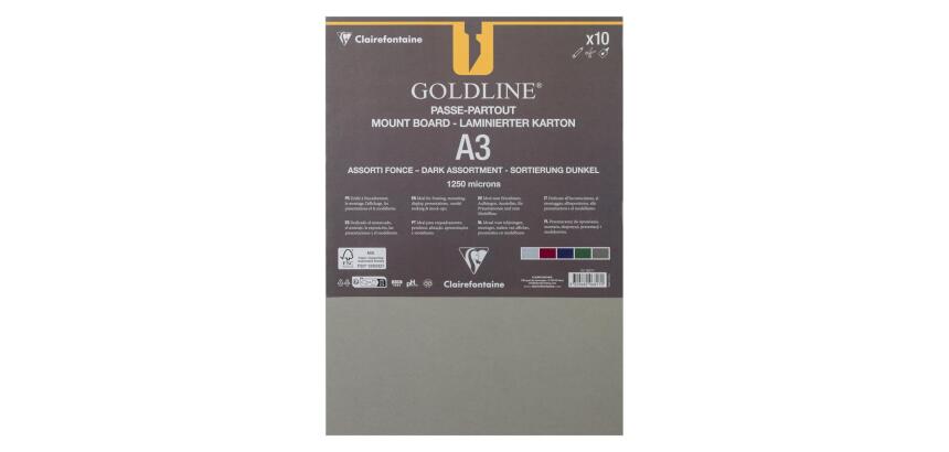 Goldline contrecollé pour passe-partout paquet 10F A3 1,25mm - Assortiment teintes foncées