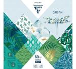 ORIGAMI, Pochette de 60 feuilles 70g/m2 au format 15x15cm - Végétal chic - Multicolore