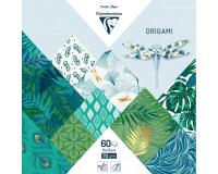 ORIGAMI, Pochette de 60 feuilles 70g/m2 au format 15x15cm - Végétal chic - Multicolore
