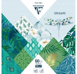 ORIGAMI, Pochette de 60 feuilles 70g/m2 au format 15x15cm - Végétal chic - Multicolore