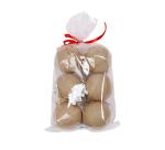 Sachet de 6 boules avec cordon doré 6cm - Kraft