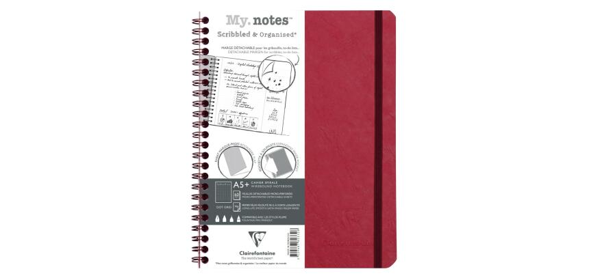My.Notes Age Bag carnet reliure intégrale à marges détachables A5+ 120 pages détachables DOT + cadre en-tête - Rouge