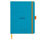 Rhodiarama Meeting book A5 maxi, 80 microgeperforeerde bladen wit papier van 90g, sluiting met elastiek en penhouder - Turquoise
