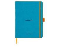 Rhodiarama Meeting A5+ 160 pages microperforé papier blanc 90g avec élastique + p-stylo - Turquoise