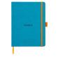 Rhodiarama Meeting A5+ 160 pages microperforé papier blanc 90g avec élastique + p-stylo - Turquoise