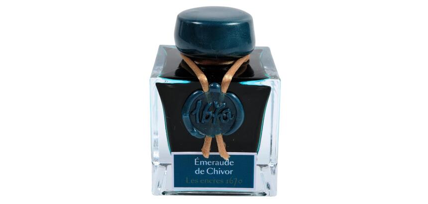 Encre 1670 à paillettes dorées 50ml - Vert emeraude