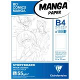 Manga Storyboard bloc collé 100F B4 55g grille simple