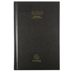 Agenda de bureau Couronne Euro et cents 11 x 17 cm Journalier Janvier à décembre 2026 - Noir