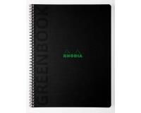Greenbook cahier recyclé et recyclable en carte souple 350 g/m2 - A4+ 22,5x29,7 cm 160 pages Ligné perforation 4 trous - Papier Clairefontaine recyclé 90 g/m2 - Noir - New - Noir