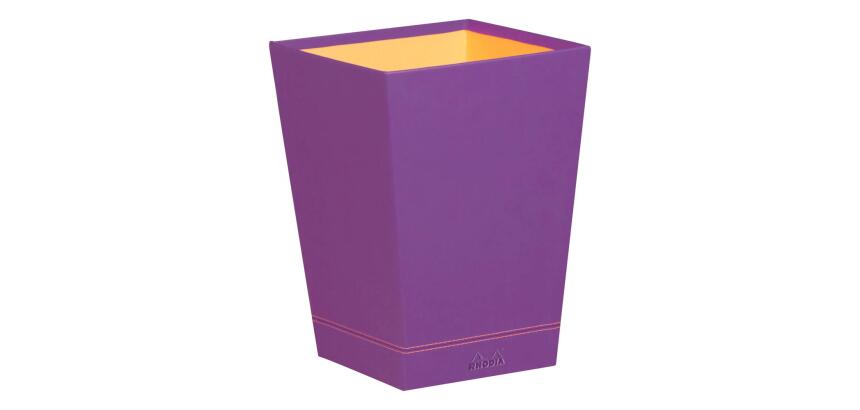 Rhodiarama corbeille à papier simili cuir italien 27x27x32 cm - Violet