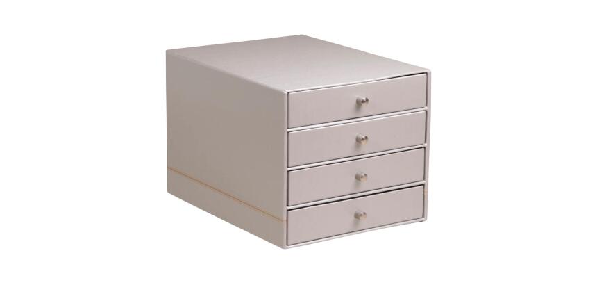 Rhodiarama trieur 4 tiroirs simili cuir italien 24,8x32,7x22,8 cm - Argent